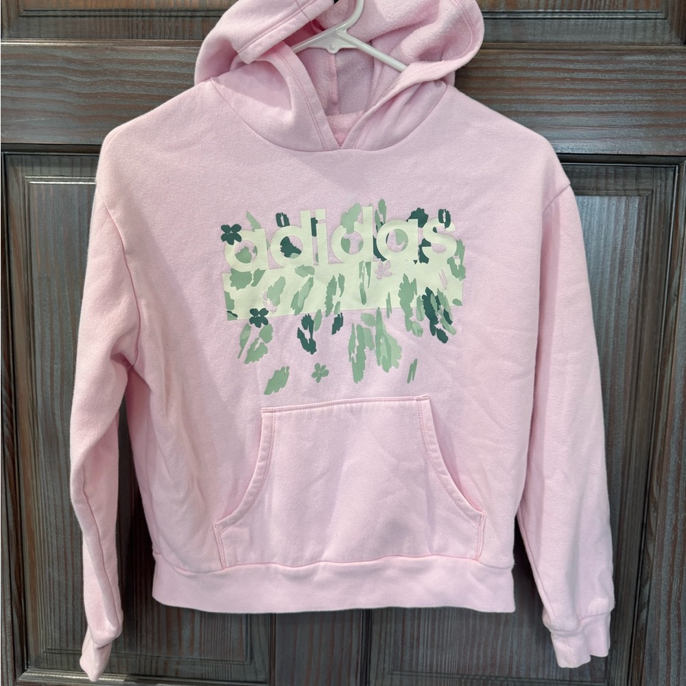 Adidas Light Pink Hoodie with Camouflage Logo